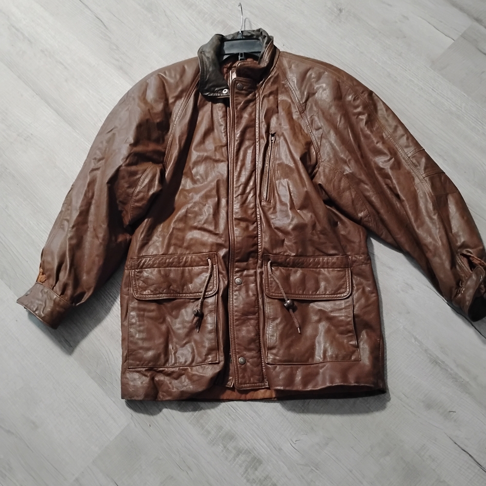 Men's Classic Brown Leather Field Jacket
